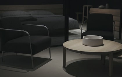 black furnitures in dark room